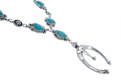 Navajo Naja Turquoise Authetnic Sterling Silver Link Necklace AX127951